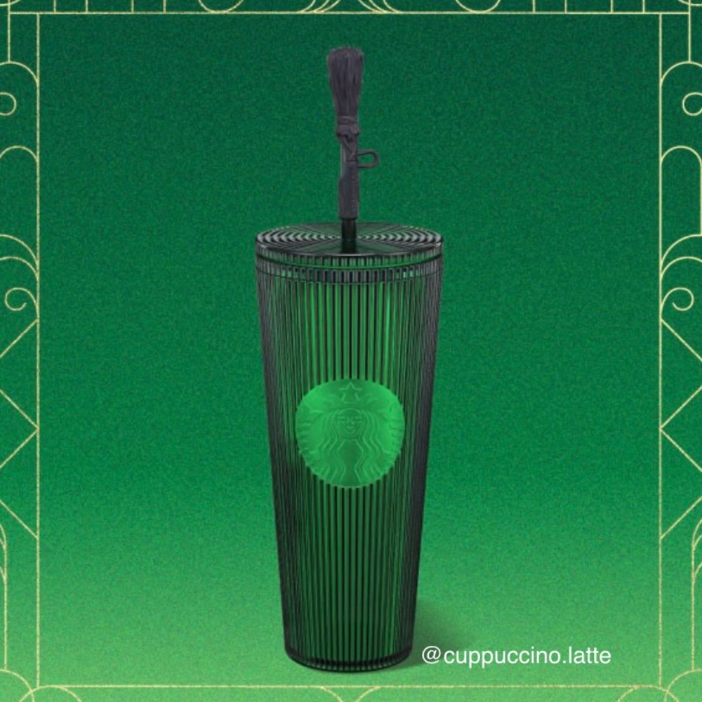 Starbucks X Wicked Pleated Glow in the Dark Elphaba Witch Broom Topper Tumbler